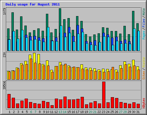 Daily usage for August 2011