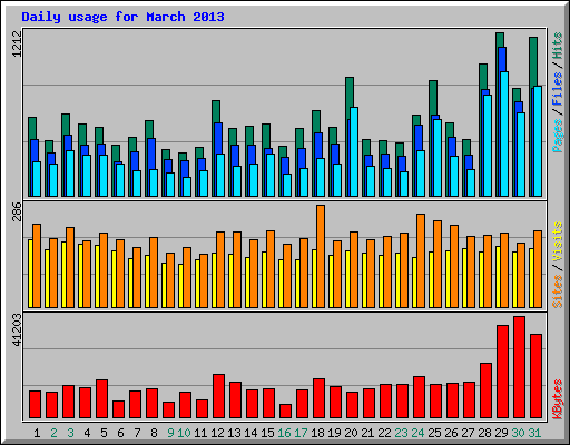 Daily usage for March 2013