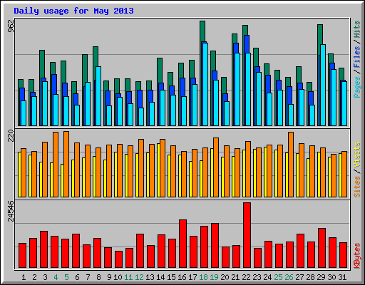 Daily usage for May 2013