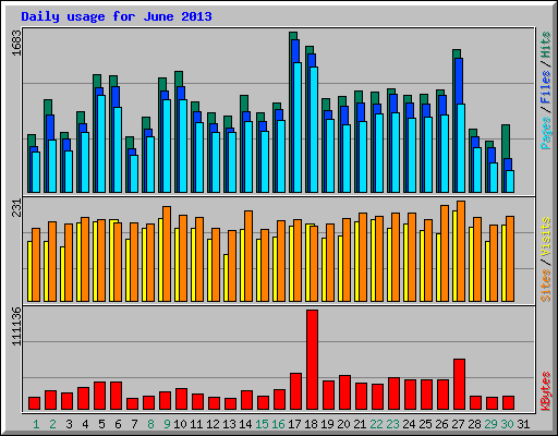 Daily usage for June 2013