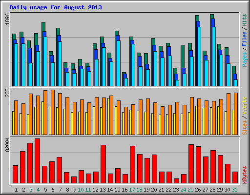 Daily usage for August 2013