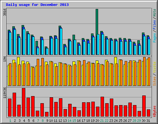 Daily usage for December 2013