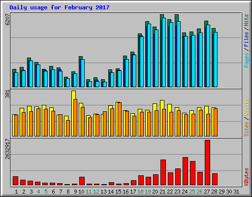 Daily usage for February 2017