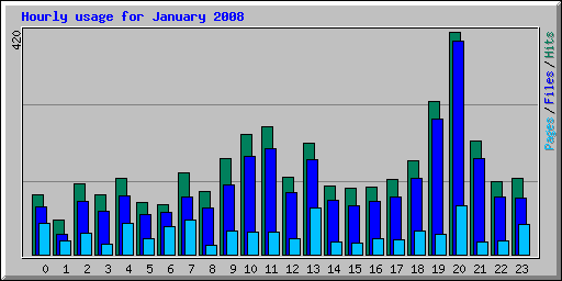 Hourly usage for January 2008