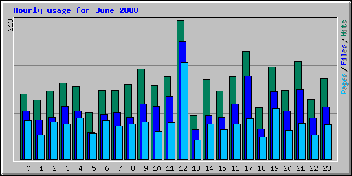 Hourly usage for June 2008