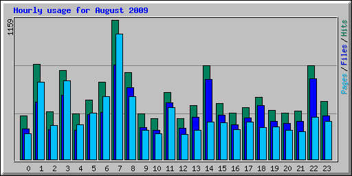Hourly usage for August 2009
