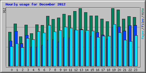 Hourly usage for December 2012