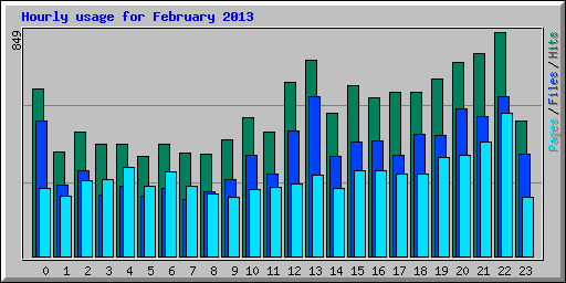 Hourly usage for February 2013