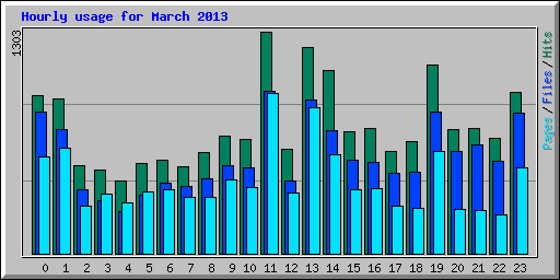 Hourly usage for March 2013