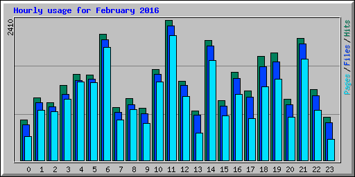 Hourly usage for February 2016