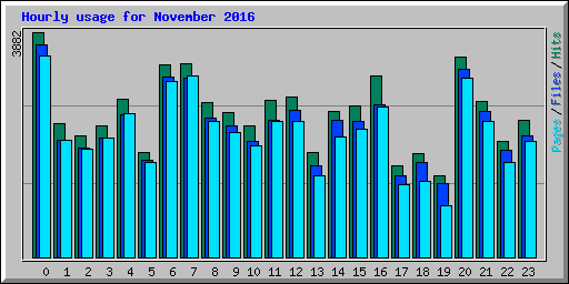 Hourly usage for November 2016